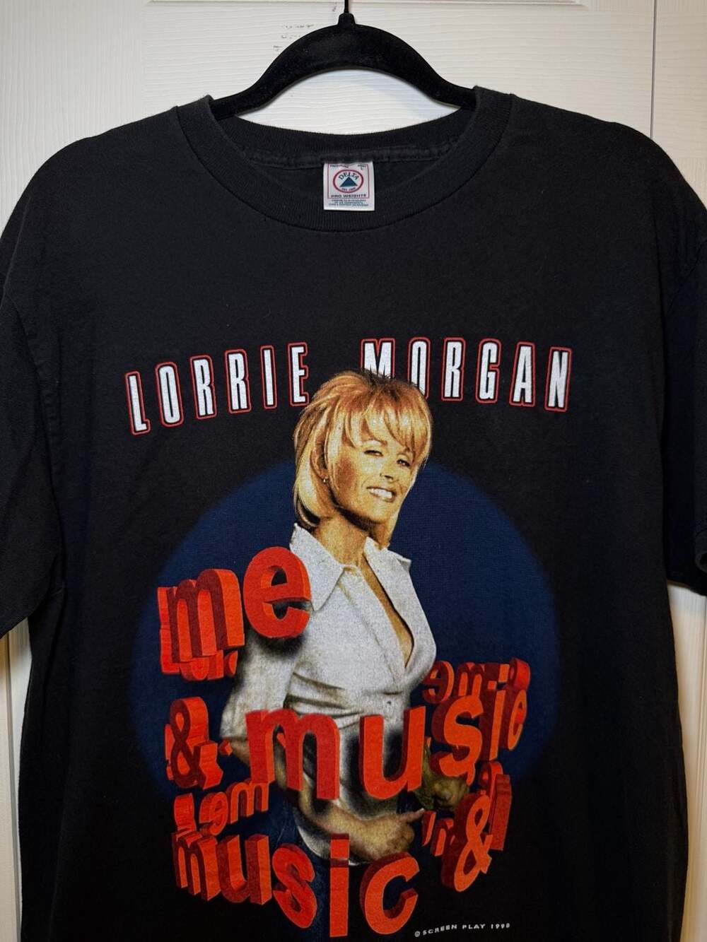 Lorrie Morgan The Music And Me Tour 1998 T-Shirt Size L Black Vintage